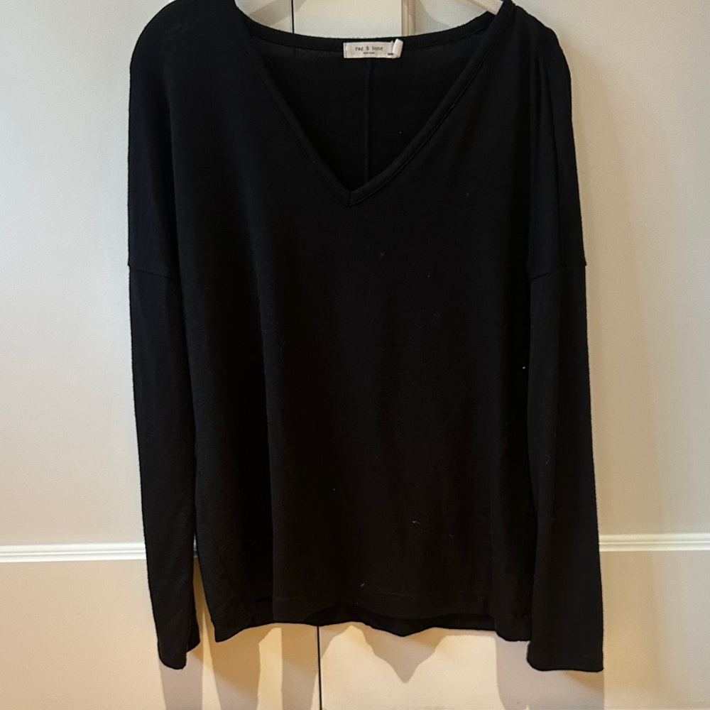 Rag and Bone Black Long Sleeve V-Neck Top